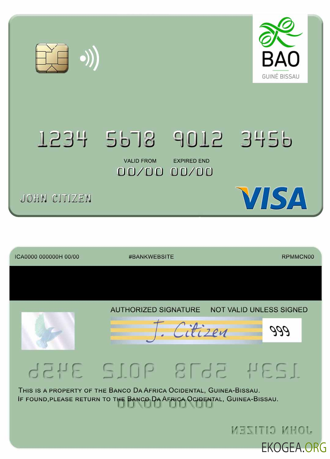 Carte de débit visa Guinée Bissau Banco Da Africa Ocidental